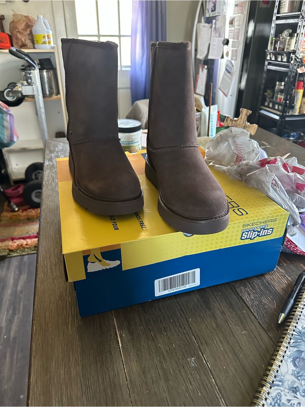Skechers Women's Dark Brown Mid-Calf Slip-On Winter Boots